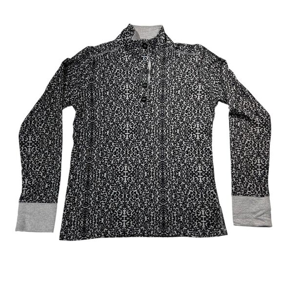 Kavu Damask Black/Gray Button Pullover Sz L - Picture 1 of 7